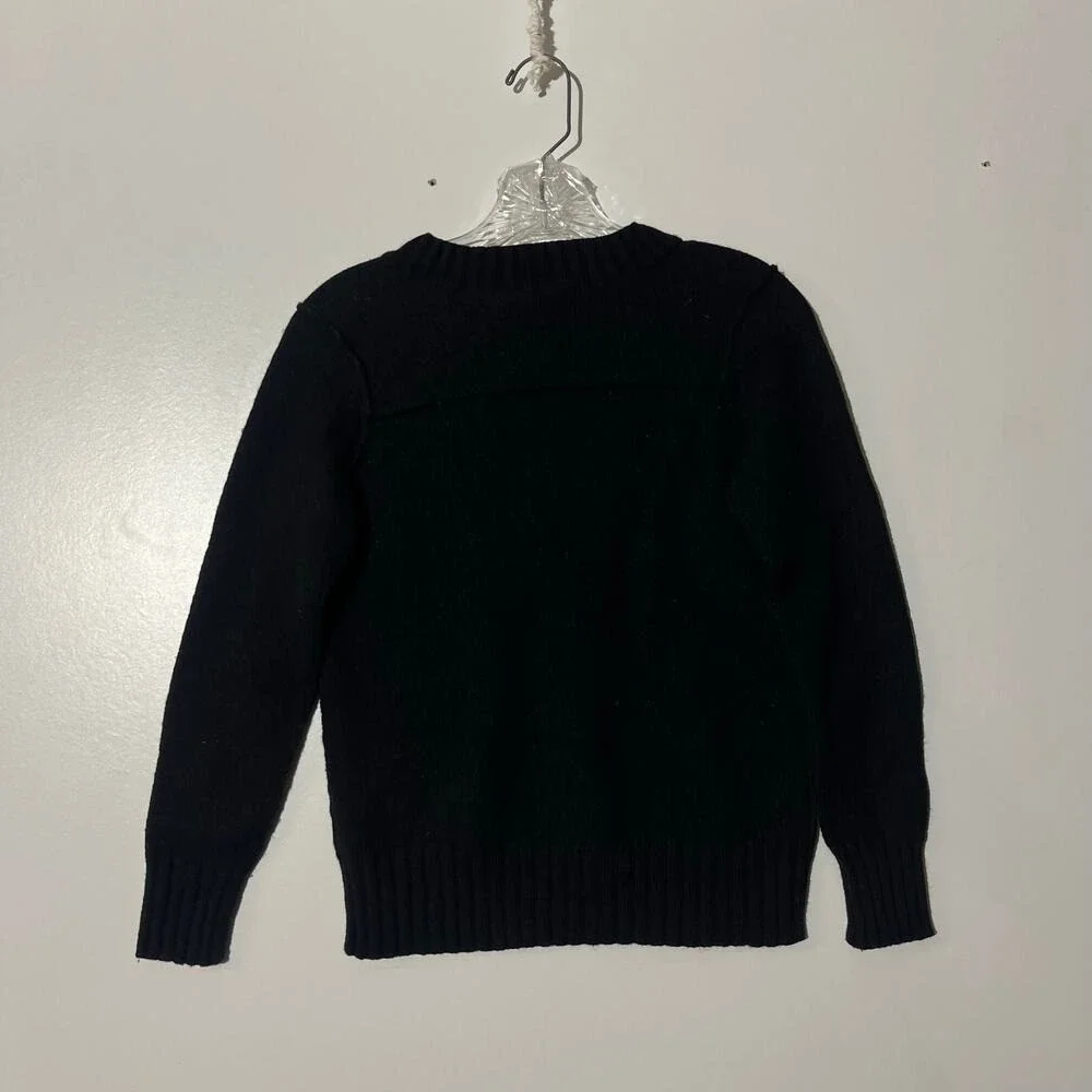 Banana Republic V Neck Wool Knit Pullover Black Long Sleeve Sweater Women Size M